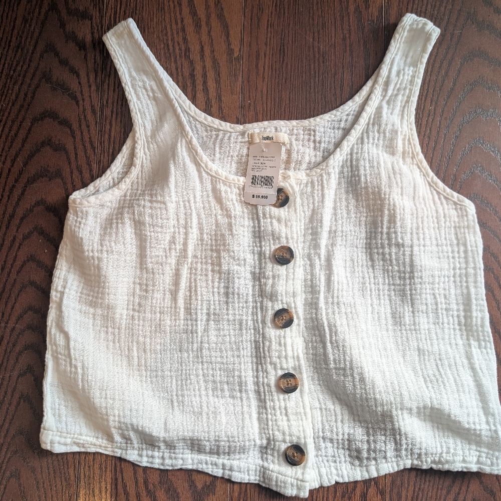 Topmark Buttoned Tank Top Shorts Set Pajamas Cotton XS Summer Vacation Beach - Picture 5 of 5